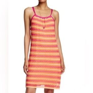 Trina Turk Striped Knit Crochet Sleeveless Short Dress Size M